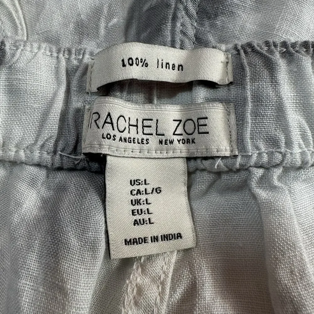 Rachel Zoe 100% Linen Size Large White Gray Tie Dye High Rise Jogger Pants 29x29 - Picture 7 of 8